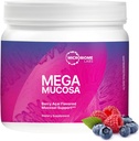 Microbiome Labs Mega Mucosa Gut Health אבקת - תוספת עיכול עם תמיכה מלאה Mucosal עבור תפקוד בריא Gut & Immune - ללא חלב אימונוגלובבולינים Amino Acids - ברי Acai (5.5 oz)