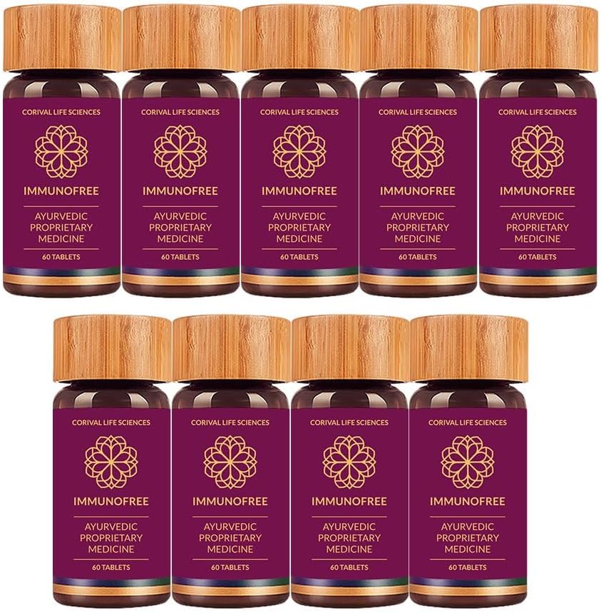Biogetica Immunofree Herbal תוסף עבור Immune Support - תערובת טבעית של Tulsi, Kalmegh, Yashtimadhu & Giloy עבור Immune Boost - 100% טבעוני - 60 טבליות-חבילה של 9