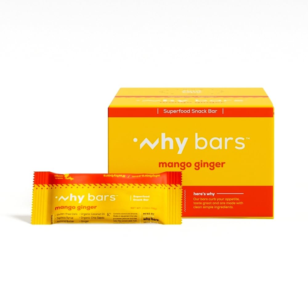 למה Bars, חלבונים Bars, מנגו ג'ינג'ר, 2.04 Ounce Bars (Pack of 12 חלבונים Bars) - חלבונים Bar Superfood, Gluten Free, Non GMO, אורגני, טבעוני, פשוט המרכיבים