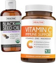 Black Seed Oil נוזלי & Immune Support (2-Month Supply) Immune Maximiser Bundle - Black Seed Oil נוזלי (16fl.oz) Premium Cold-Pressed Clack Cumin Seed Oil & ויטמין C Immune Support (120 Veg Caps)