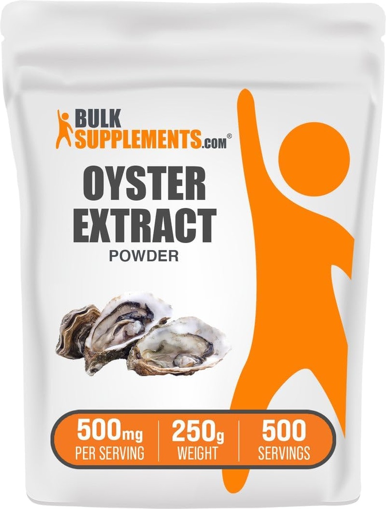 BulkSupplements.com Oyster לחלץ אבקה - תוסף Znc, מ- Whole Oyster Shells - Gluten Free, 500 מ"ג לשרת, 250g (Pack of 1)