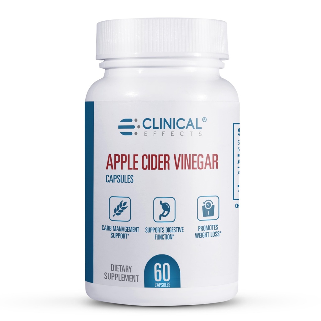השפעות קליניות Apple Cider Vinegar כמוסות - 1300 מ"ג Pure Apple Cider Vinegar for Weight Management, Heart Health, and Energy Support - 60 Veggie ACV Pills - Made in the USA
