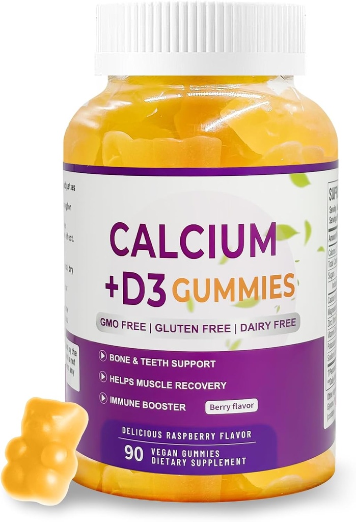 Calcium Magnesium Zinc תוסף חניכיים D3-90 טבליות Per Bottle (Calcium 500mg - Magnesium 200 מ"ג - Zinc 10 מ"ג - בנוסף ויטמין - פרי של 2 טבליות) טבעוני ברי פלאמור