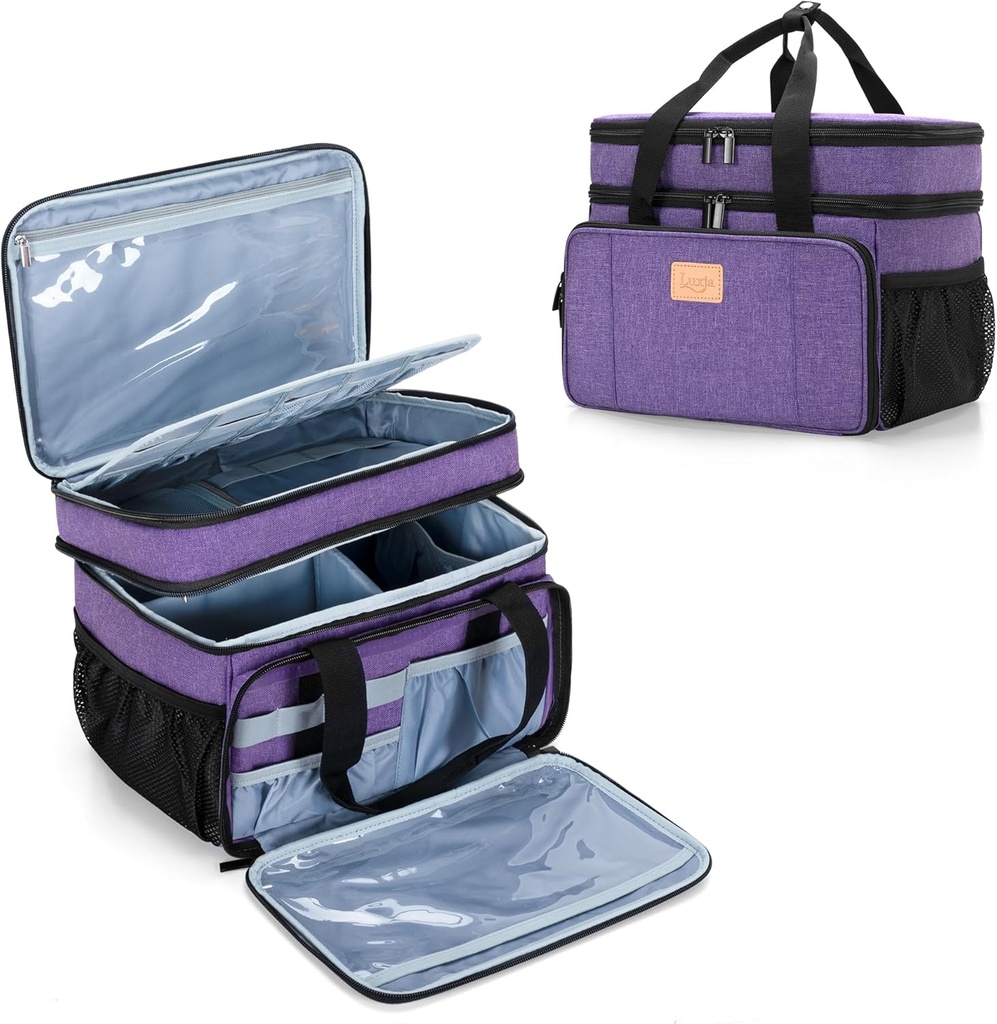 LUXJA 2 Layers Medicine Bag with Detachable Divider, Pill Bottle ארגן מתאים לשימוש ביתי או נסיעות, Purple