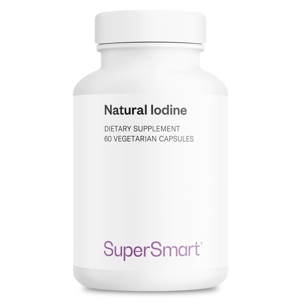 SuperSmart - Natural Iodine 1000 מ"ג ליום (Patented & High Power) - תוסף טהור לים Kelp Iodine - 650ppm of Iodine | Non-GMO & Gluten Free - 60 קפסולות צמחוניות