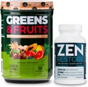 Nutrology Greens & Fruits אבקת-Naturly Sourceed Superfood, Vanilla Cinnamon (30 משרתים) Zen Natural Magnesium תוסף (30 משרתים)