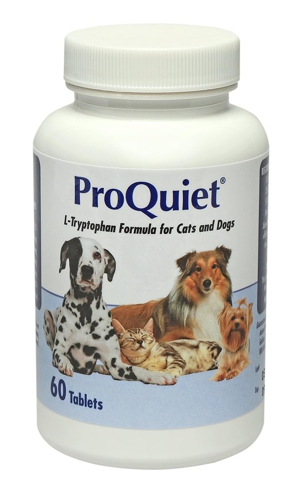 אפשרויות בריאות בעלי חיים Proquiet L-Trytophan פורמולה לחתולים ולכלבים, Highly Palatable, תומך במערכת העיכול והעצבנות בריאה, Liver Flavor, 60 טבליות