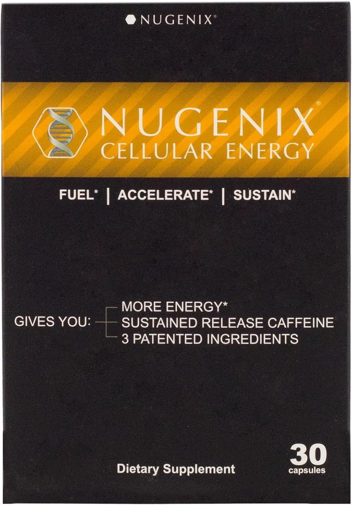 Nugenix cell Energy - תוספי אנרגיה - L-Carnitine ו- L-Tartrate, ElevATP, Extended Release Caffeine, L-Tyrosine, 30 Count Count