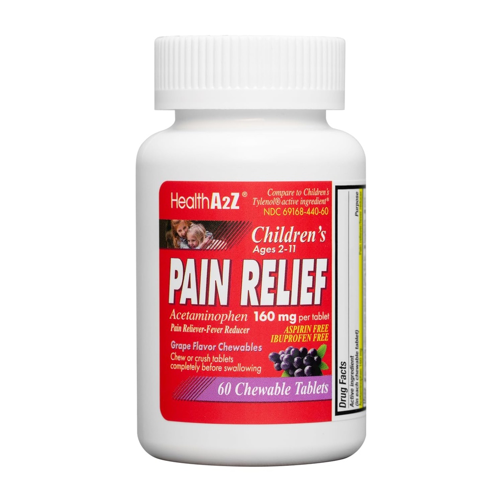 HealthA2Z® Children's Chewable Pain Relief | Acetaminophen 160 מ"ג
