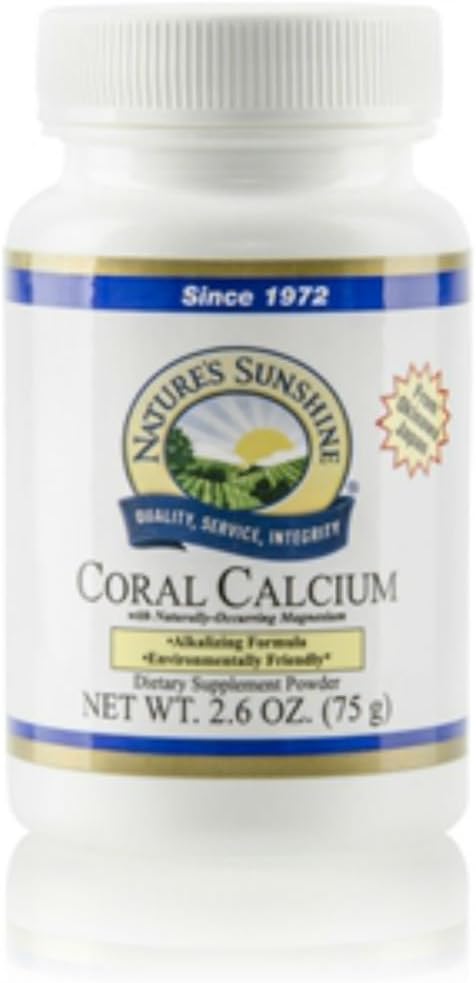 אור השמש של הטבע אלמוג Calcium, 75 גרמים | קידום בריאות העצם, עוזר לשמור על רמות pH, ומספק 325 מ"ג Calcium לשרת