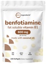 Micro Ingredients ויטמין B1 Benfotiamine 600 מ"ג Per המשרת, 240 שמן קוקוס Softgels | תוסף ויטמין B זמינות, המיר ל Active Thiamine | Non-GMO, Soy Free Softgels
