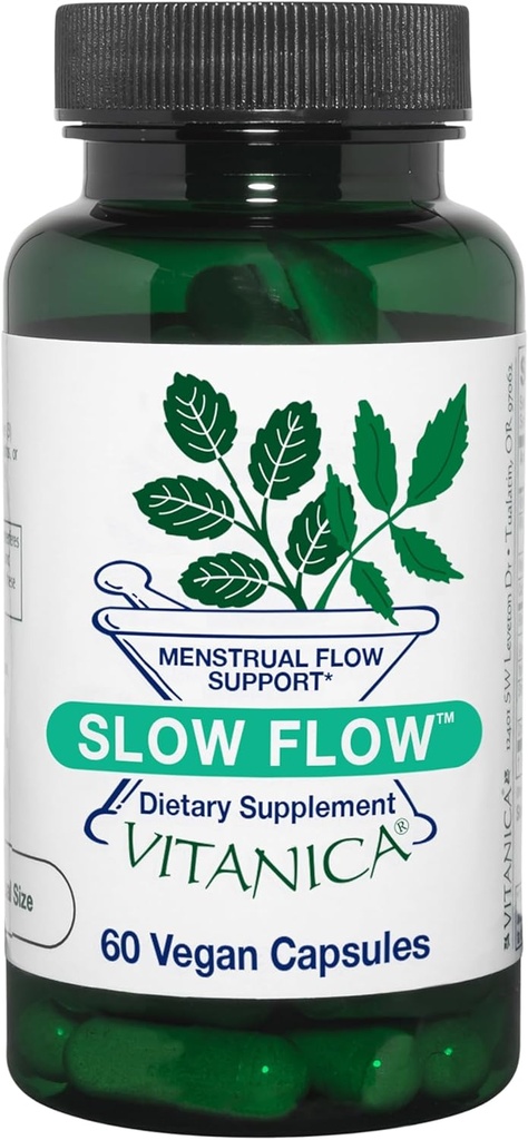 Vitanica Slow Flow, Menstrual Flow Support, טבעוני, 60 קפסולות (Slow Flow Pro Logo)