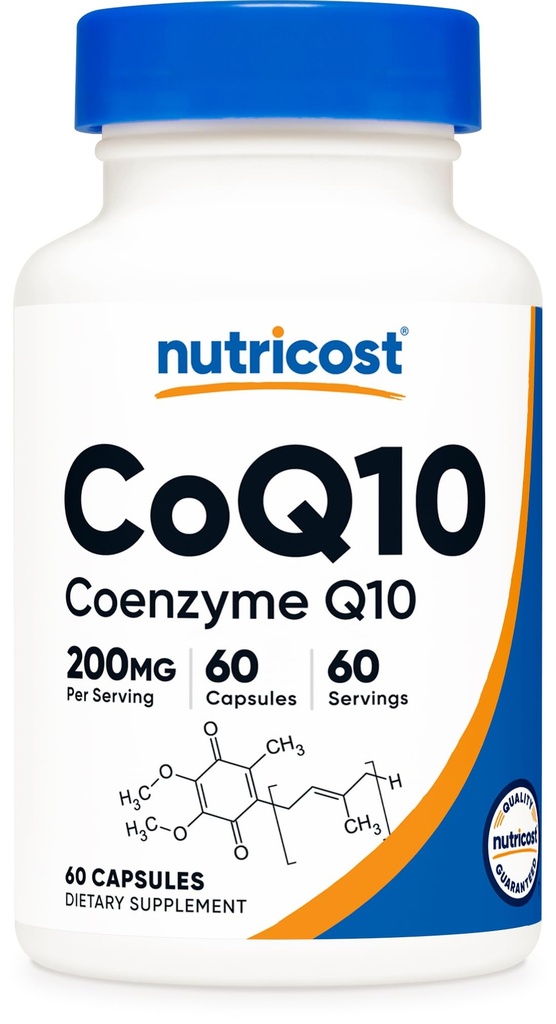 חומרים מזינים CoQ10 200 מ"ג, 60 קפסולות צמחוניות, 60 משרתים - High Absorption, Vegetarian, non-GMO, Coenzyme Q10
