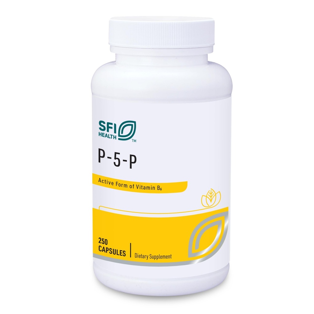 Klaire Labs SFI Health P-5-P - 30 מיליגרם של ויטמין B6 Pyridoxal-5-Phosphate עבור תמיכה מטאבולית וחיה, Hypoallergenic (100 קפסולות)