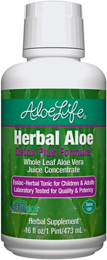 Aloe Life - Detox Plus Formula, Aloe- Based Detox תוסף, Aloe Vera Juice ניקויse, מקדם Healthier Digest, Concentrated Herbal Tonic, Gut Health Detox for General Wellness (Lemon Lime, 16oz).