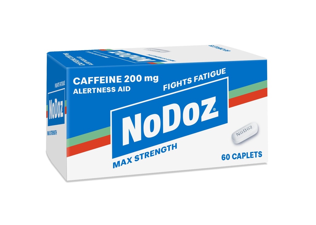 NoDoz 200 מ"ג Caffeine גלולות כוח מקסימלי, 60 Caplets Total