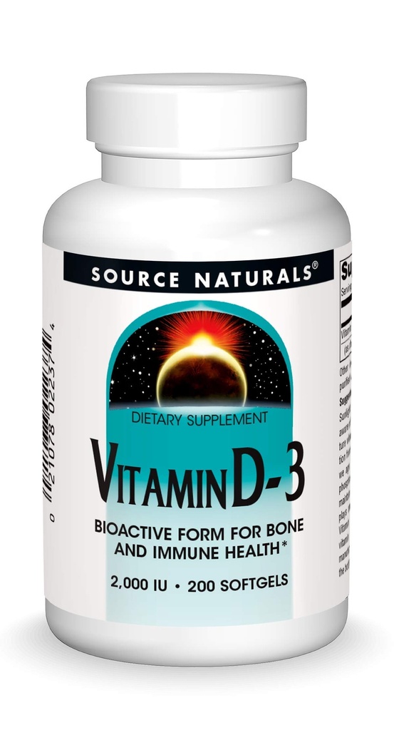 מקור: Naturals ויטמין D-3 2000 iu תומך העצם & Immune Health - 200 Softgels