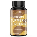 Liposomal Turmeric Curcumin תוסף 2200 מ"ג עם Black Pepper לחלץ 15 מ"ג עבור Absorption גבוה ותפקוד משותף, 60 Softgels למבוגרים