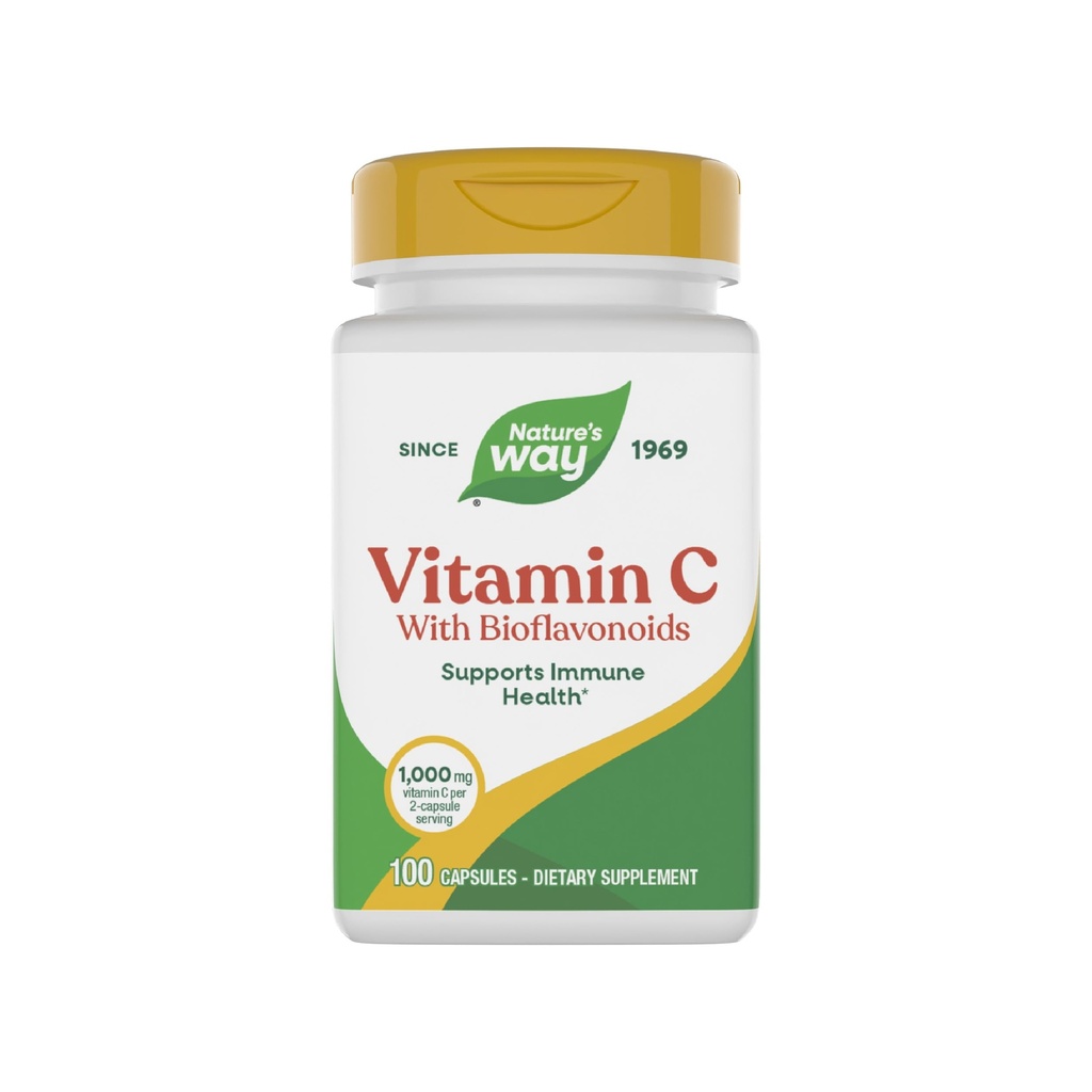 הדרך של הטבע ויטמין C עם Bioflavonoids, Immune Support *, ויטמין C גבוה ל- 2capsule משרת, מקדם Collagen *, 1,000 מ"ג לשרת 2Capsule, 100 קפסולות (Packaging May Vary)
