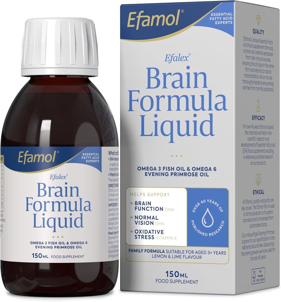 Efalex אומגה 3 +6 מזון תוספת לימון & Lime Flavoured נוזל 150 מ"ל