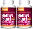 Jarrow Formulas Methyl Folate 400 mcg - 60 Veggie Caps, Pack of 2 - Highly Biologically Active Form of Folate - 4th Generation Folic Acid טכנולוגיה - 120 המשרתים המלאים