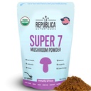 La Republica Superfood 7 Mushroom לחלץ אבקה, כולל אריה מאן, ריישי, Chaga, Cordyceps, Shiitake, Maitake, וטורקיה Tail (8 oz)