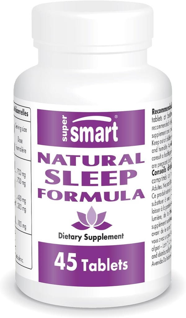 SuperSmart - Natural Sleep Formula (Advanced Formula) - עם L-Tryptophan, ולריאן Root, Hop, Escholzia Californica - Herbal Supplement