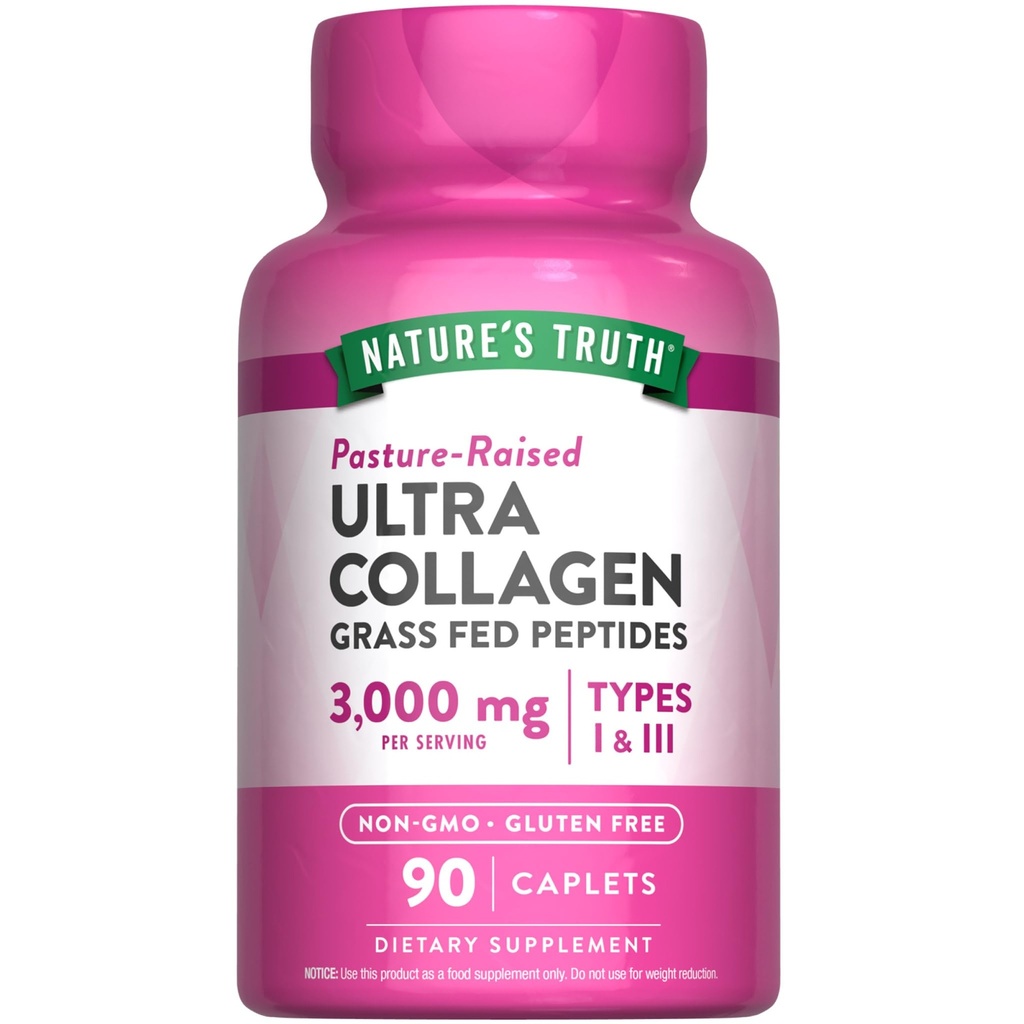האמת של הטבע Collagen Peptides | 90 Caplets | סוג 1 ו 3 עם ויטמין C | Grass פד, non-GMO & Gluten Free Supplement
