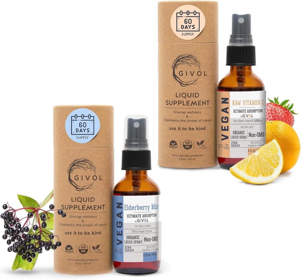 אורגני Elderberry Mist-Sambucus Nigra (Extraחוזק) ווויטמין C תוספת כוח Spray Mist: Daily Absorption נוזל לחלץ - non-GMO - Immune Boost Optimizes