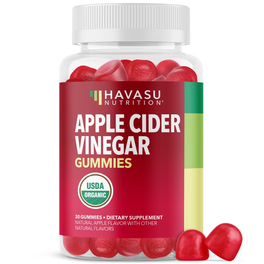 Apple Cider Vinegar Gummies - אורגני ACV ויטמינים לבריאות העיכול, Metabolism & Gut Support - 30 Count - טבעוני, Non-GMO, Gluten-Free - Delicious Flavor & No Harsh Taste - 15 יום אספקה