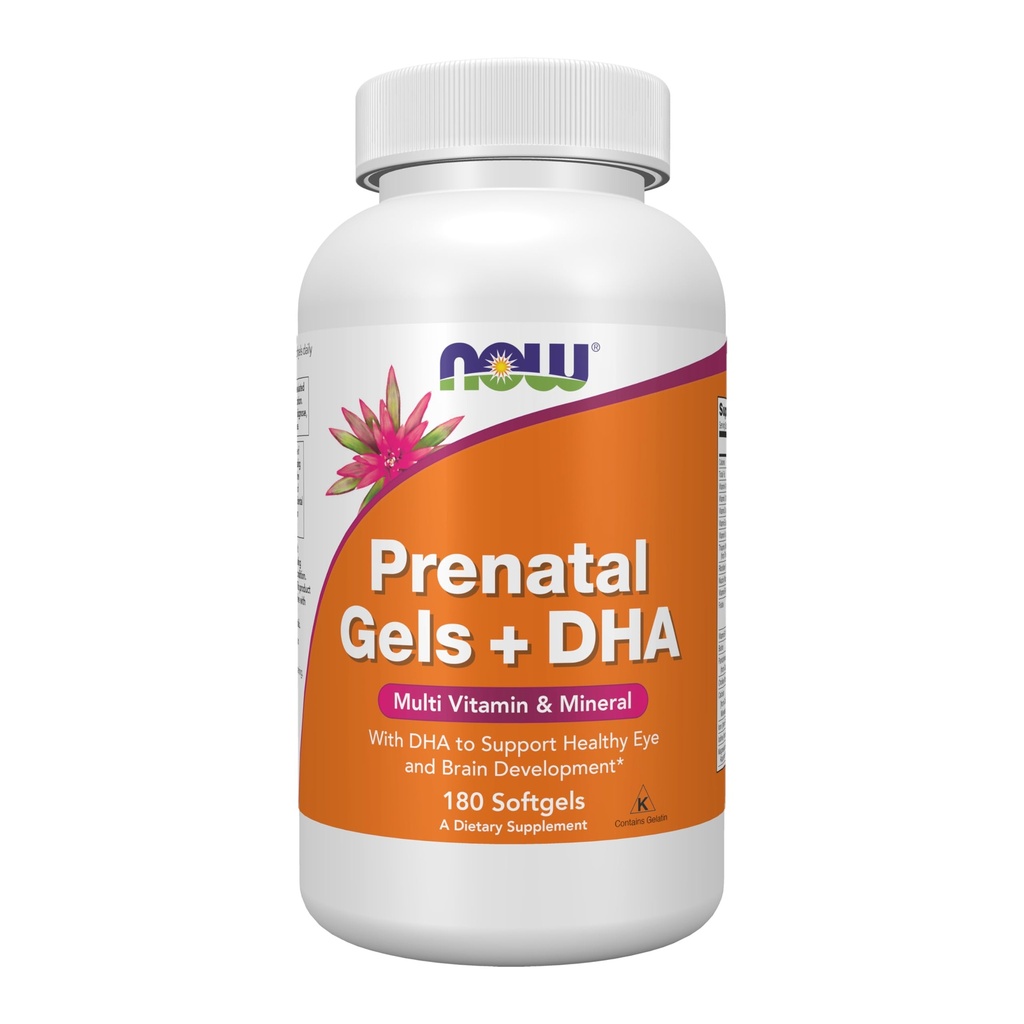עכשיו תוספים, Prenatal Gels + DHA עם 250 מ"ג DHA לכל מנה, בתוספת שמן Borage (GLA), 180 Softgels