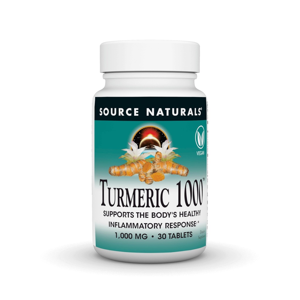מקור Naturals Turmeric 1000, תומך בתגובה בריאה של הגוף *, 1,000 מ"ג - 30 טבליות