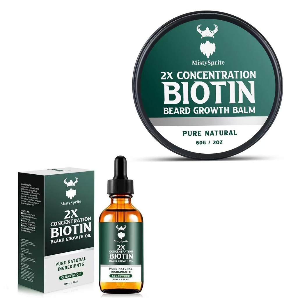 Biotin Beard Balm for Men & Conditioning Beard Wax ו growth Beard Growth Oil עם 2X ריכוז ביוטין עבור גברים, הידרטים & Thickens שיער הפנים