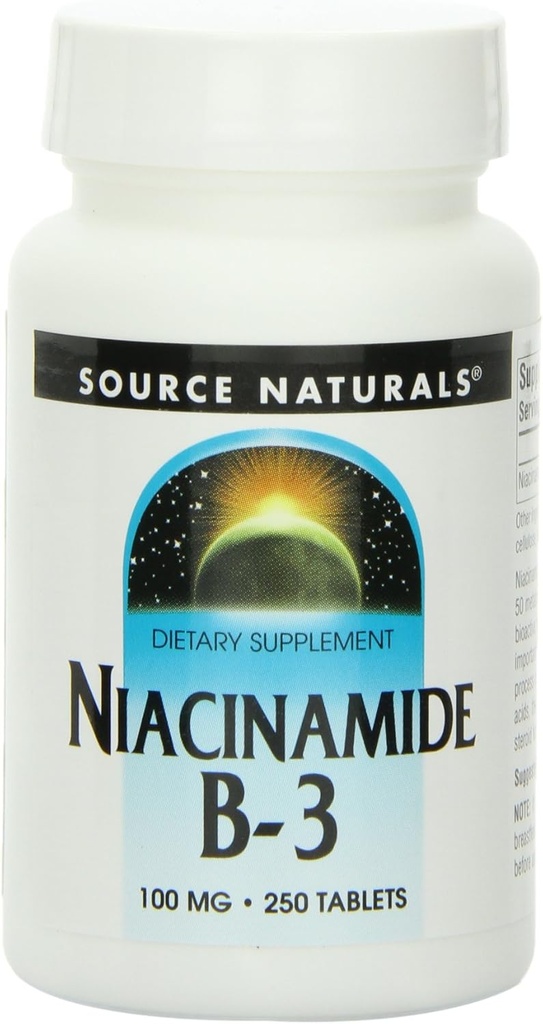 מקורות טבעיים Niacinamide ויטמין B-3 100 מ"ג, 250 טבליות (Pack of 3)