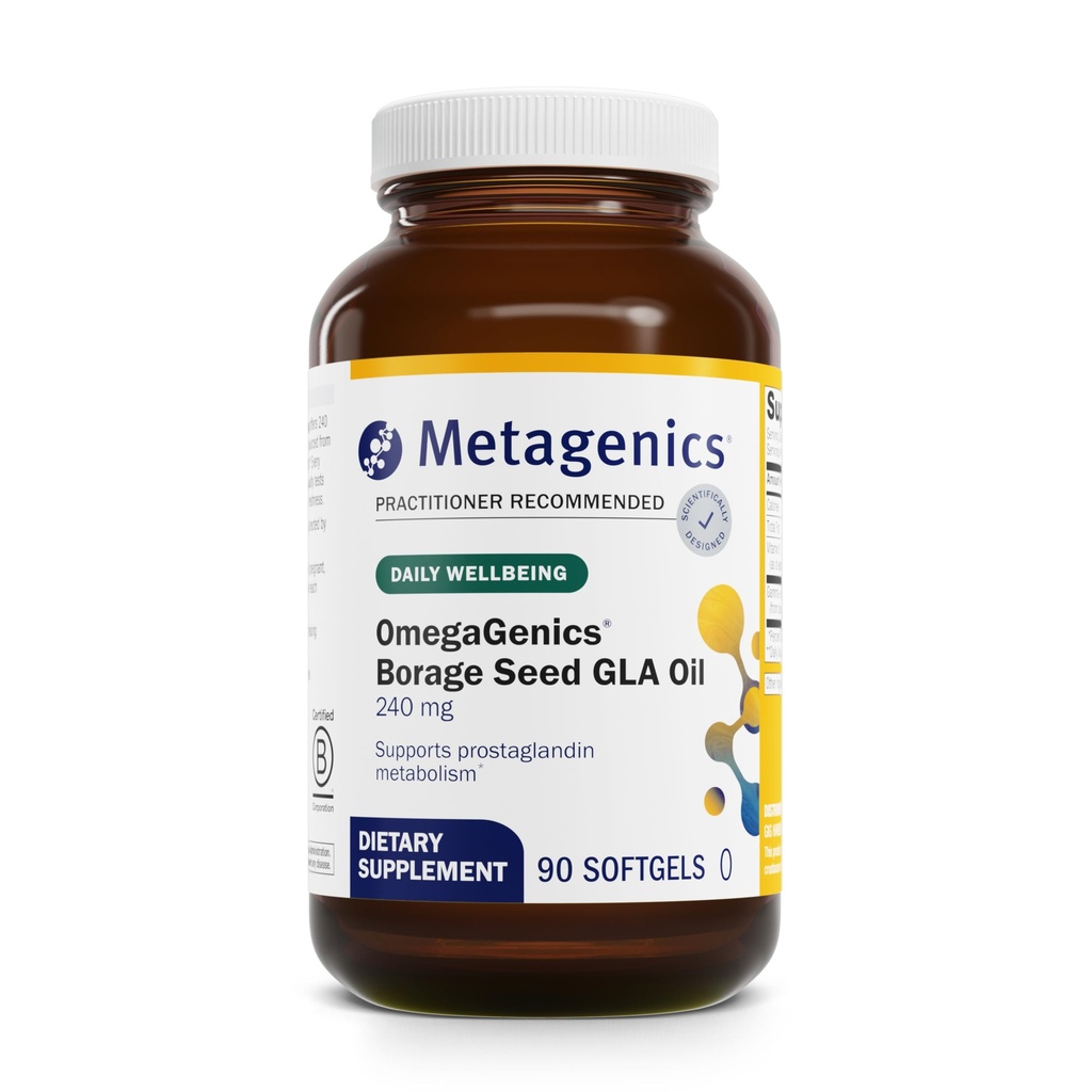 Metagenics אומגהGenics Borage Seed GLA שמן 240 מ"ג - High Potency - Gamma-Linolenic Acid (GLA) תוסף - עם Borage Seed Oil & E - Gluten-Free - 90 Softgels