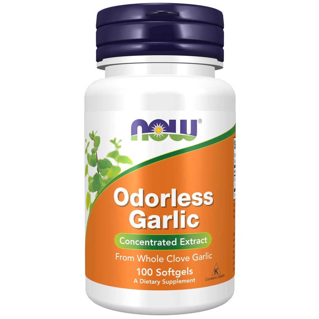 תוספי מזון עכשיו, Odorless Garlic (Allium sativum), תמצית מואצת 100 Softgels