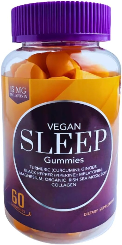 חניכיים שינה טבעוניות למבוגרים - Bio-Sleep FusionTM עם Melatonin, Magnesium, Turmeric, ג'ינג'ר, Sea Moss & Collagen - Natural Sleep Support, Stress Relief, Wake Up מרעננים - 60 הרוזן