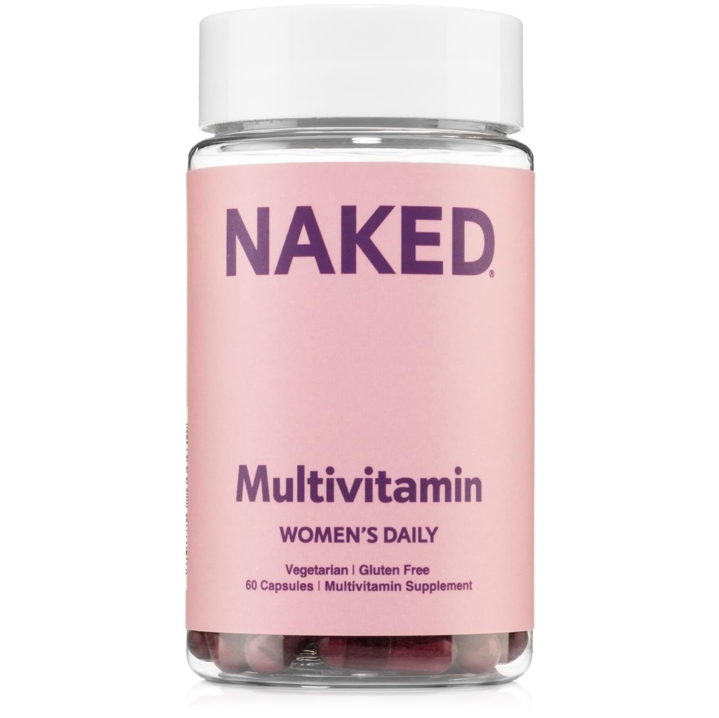 NAKED Nutrition Women's Multi-Daily Multivitamin - ויטמינים A, C, E, Selenium, Zinc, פירות ו Super Green Extracts, כדי Boost Immune Support - ויטמינים ללא גלוטן וצמחוני, 60 קפסולות