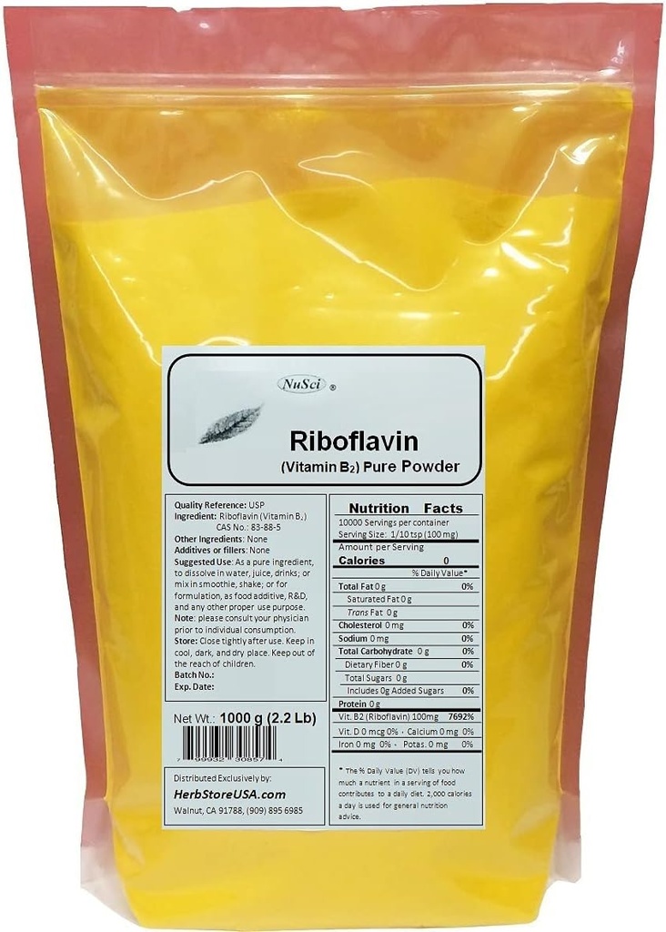 ויטמין B2 Riboflavin Pure אבקת אנרגיה (1000 גרמים (2.2 lb)