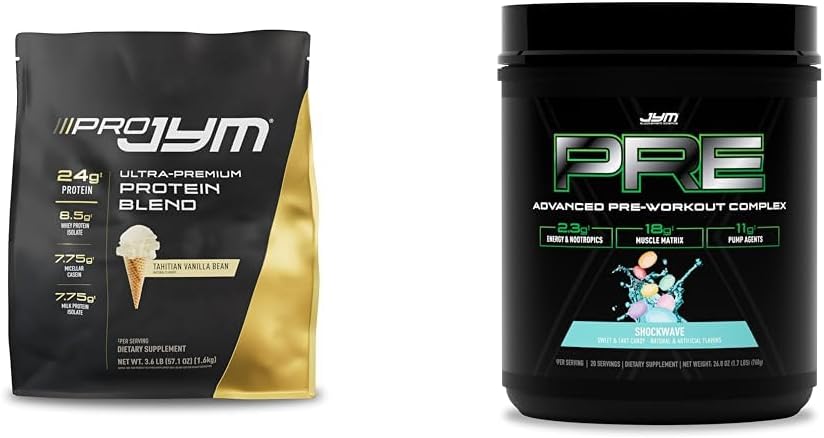 JYM 45 משרת אבקת חלבון בונדלה עם PRE JYM X Pre-Workout