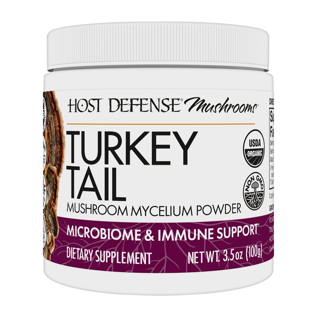 Host Defense Turkey Tail Mushroom אבקת - בריאות הנפש & Immune Response תוספי - תוספת Mushroom עבור Gastro מעיים ו- Gut Microbiome תמיכה - 3.5 oz (66 משרתים)