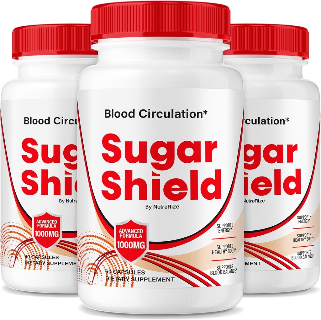 NutraRize (Pack of 3 Sugar Shield Blood גלולות תמיכה דם, קפסולות כוח מקסימלית, Natural Blood Band Complex, ביקורות (180 קפסולות)