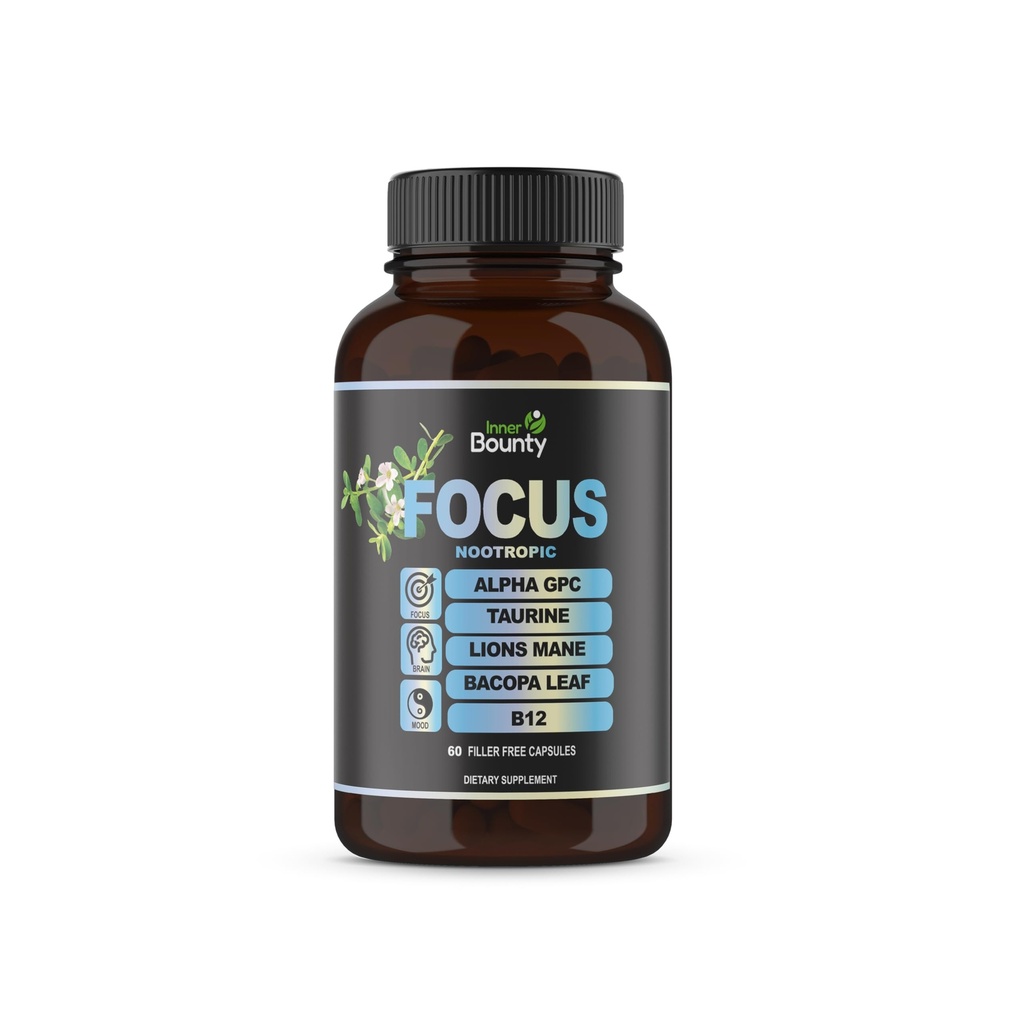 להתמקד 14-in-1 Nootropic המוח תוספת עם Lions Mane, Alpha GPC Choline, ויטמין C & B12, טאורין, Bacopa - אנרגיה, קוגניטיבית, תמיכה בזיכרון, 60 מלא קפסולות חינם קפסולות