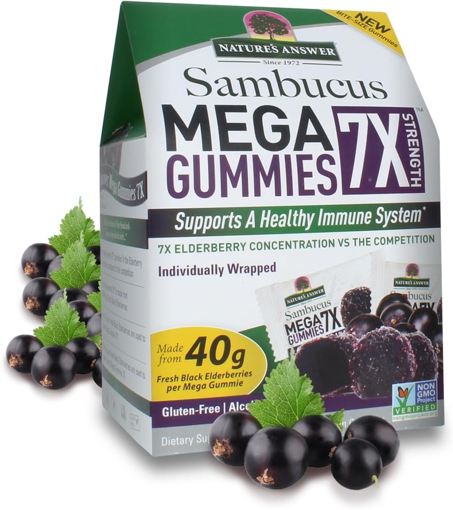 תשובתו של הטבע Sambucus Mega Gummies | 7X More Elderberry Concentration