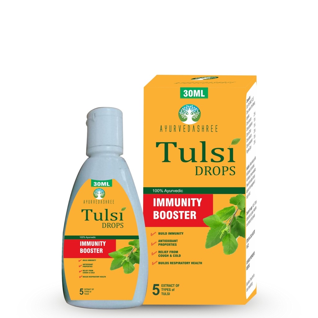 Tulsi Drops Natural Immunity Booster 30 ML Pack - מוסמך 5 נדיר נדיר Tulsi, בזיל הקדוש טיפות 30 ML