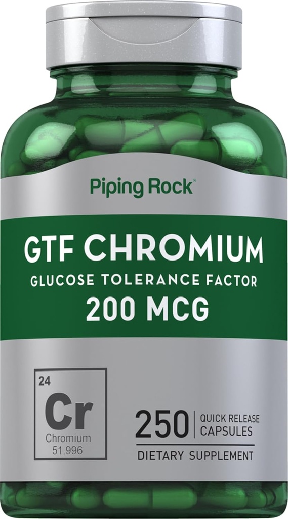 Piping Rock GTF Chromium 200 mcg | 250 קפסולות | Glucose Tolerance Factor