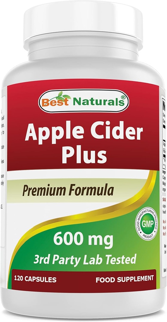 Best Naturals Apple Cider Vinegar Plus 500 מגה קפסולות, 120 Count