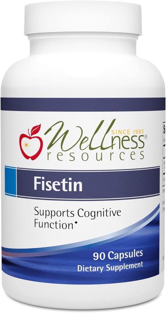 משאבי בריאות Fisetin - תוסף Novusetin Fisetin עבור Longevity, Memory, Focus, Brain Health - Senolytic ו Situin Activator - Gluten-Free, non-GMO, טבעוני (100mg, 90 קפסולות)