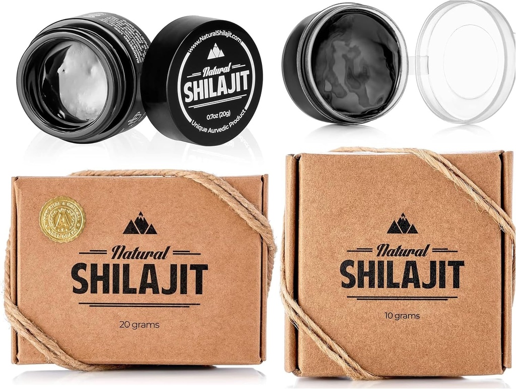 NATURAL SHILAJIT Resin - תוסף Shilajit עם Fulvic Acid & Trace מינרלים, Plant Based Foodsents for Energy, Immune Support & Vitality - 20 Gram & 10