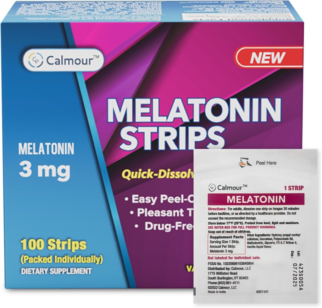 100 רצועות שינה אוראליות | Quick-Disshoot 3mg Melatonin Strip Works | Faster Than Gummies | Relaxation Napping Supplements